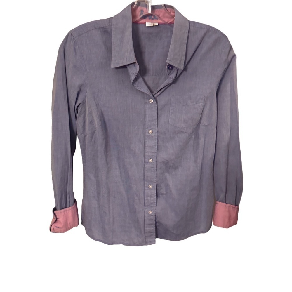 Boden Women’s Blue Button Down shirt cotton Long Sleeve Flip Cuff size 4 - Picture 1 of 12